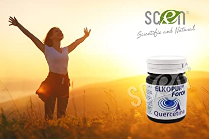 Elkopur® Force Quercetina pura, 120 capsule da 500 mg. con 200 mg. di Quercetina titolata 98% in Quercetina, Vegetarian e Vegan ok, Rinforza il sistema immunitario, Antiossidante, prodotto in Italia