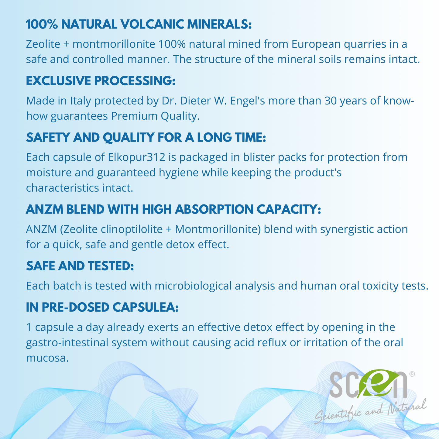 Elkopur 312® - Pure Activated Zeolite - 60 capsules - 30-day detox treatment, Dietary supplement for the US market