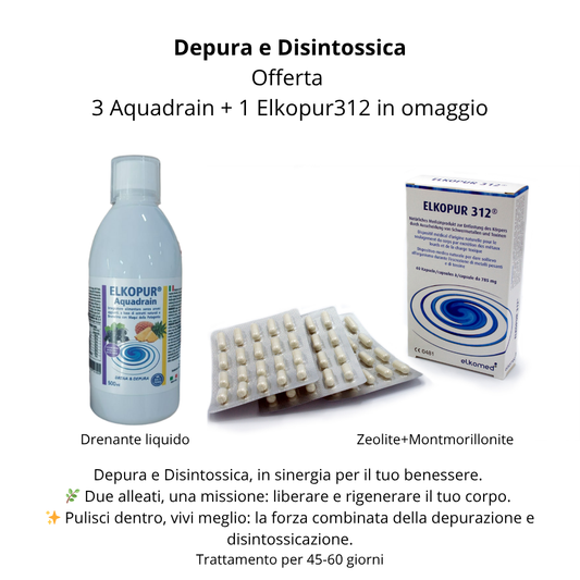 Depura e Disintossica - Offerta 3 Aquadrain + 1 Elkopur312 in omaggio