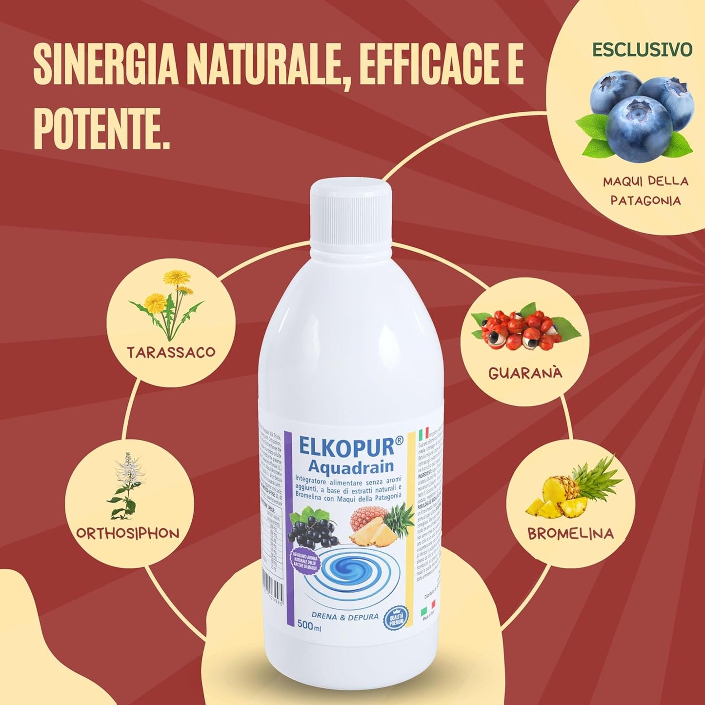 Elkopur® Aquadrain, è un prodotto depurativo, ad azione drenante che aiuta ad eliminare i liquidi in eccesso, migliorare il microcircolo venoso, ridurre gonfiore e senso di pesantezza