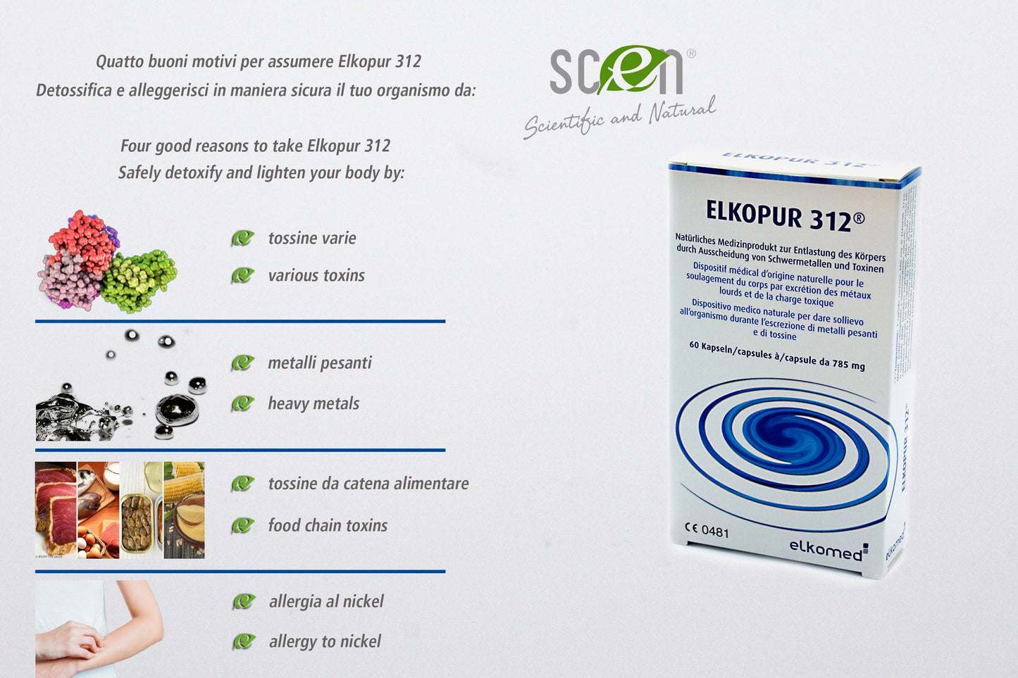 Elkopur 312 - Pure activated zeolite - 60 capsules - 30 days of detox treatment, Class 2a medical device, Tax deductible