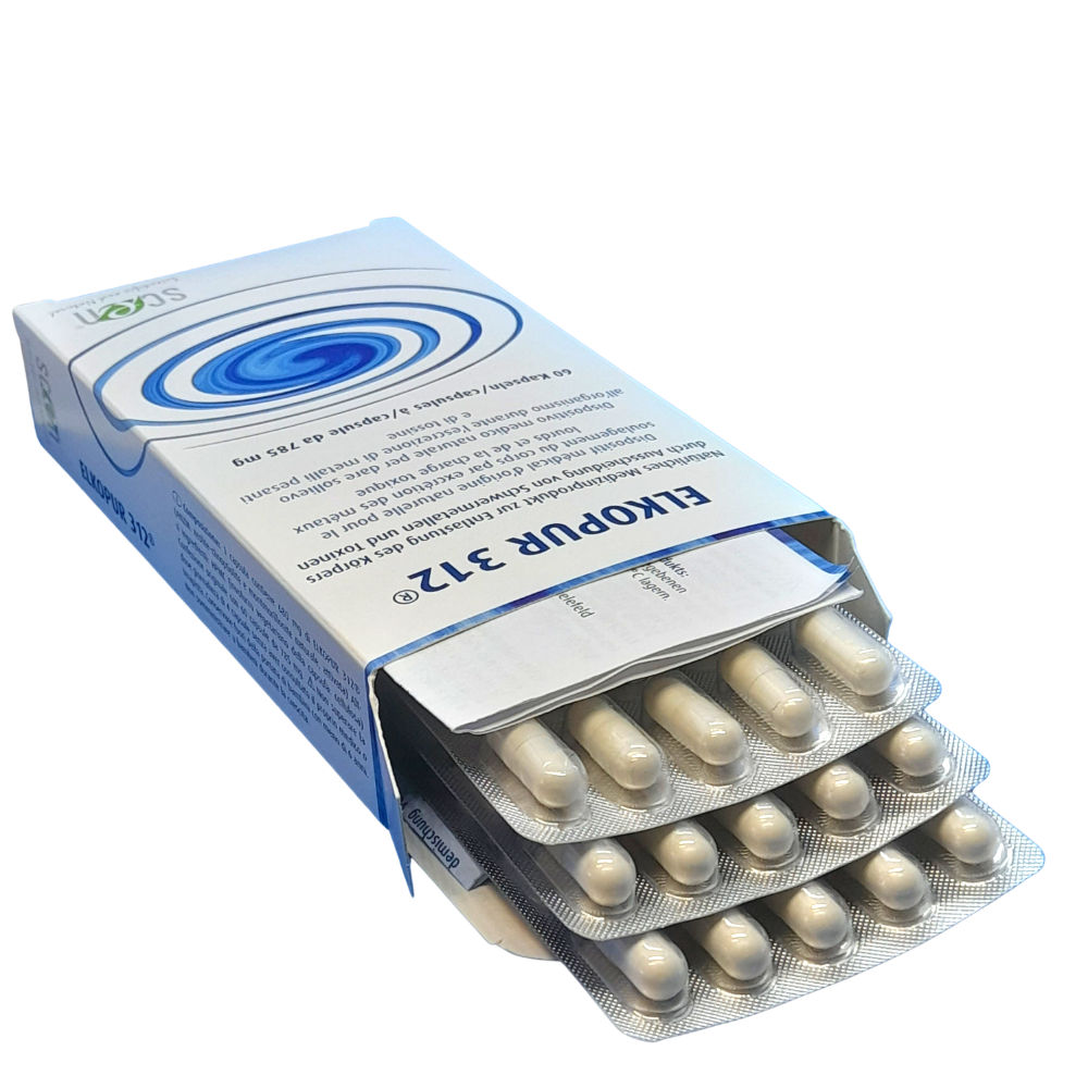 Elkopur 312 - Pure activated zeolite - 60 capsules - 30 days of detox treatment, Class 2a medical device, Tax deductible
