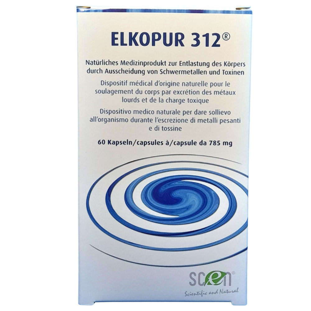 Elkopur 312 - Pure activated zeolite - 60 capsules - 30 days of detox treatment, Class 2a medical device, Tax deductible