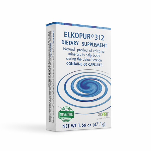 Elkopur 312® - Pure Activated Zeolite - 60 capsules - 30-day detox treatment, Dietary supplement for the US market