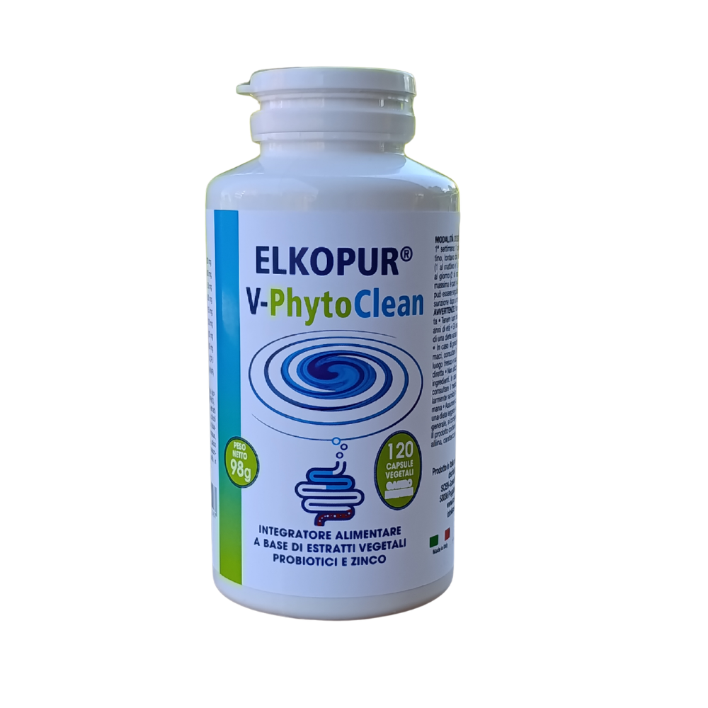 Elkopur V‑PhytoClean – Depurazione Intestinale Avanzata | Estratti Vegetali + Probiotici + Zinco