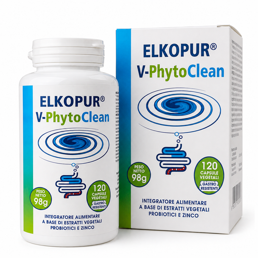 Elkopur V‑PhytoClean – Depurazione Intestinale Avanzata | Estratti Vegetali + Probiotici + Zinco