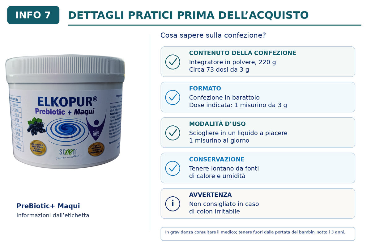 Elkopur PreBiotic + Maqui - Nahrungsergänzungsmittel aus Inulinpulver aus Chicorée mit Maqui-Extrakt, 220 Gramm 
