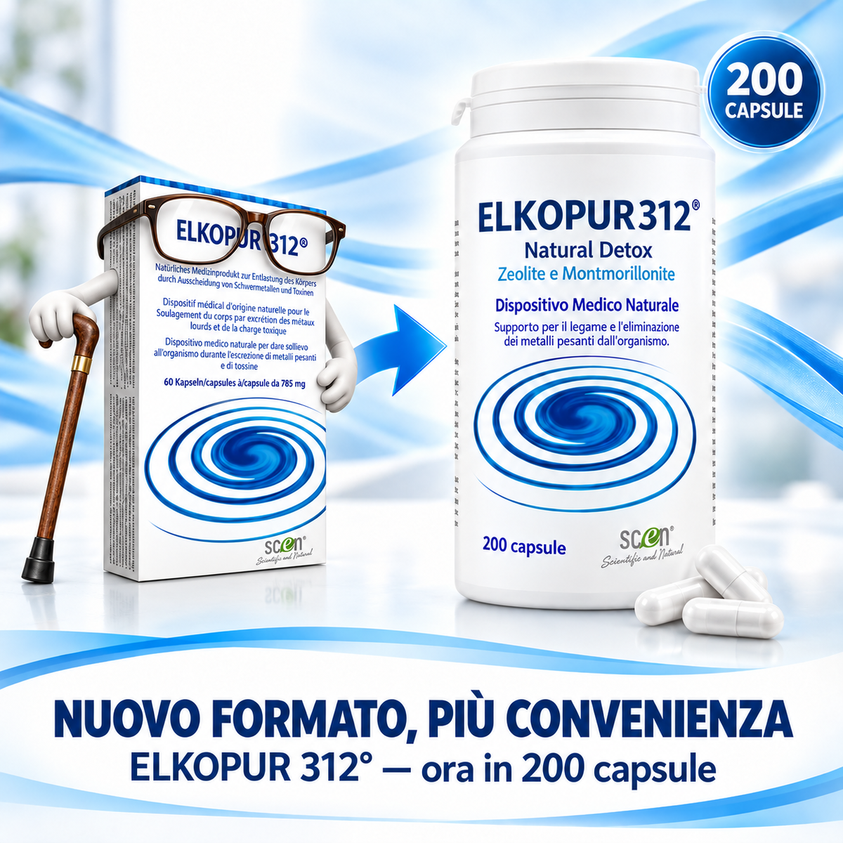 Elkopur 312 - Pure activated zeolite - 60 capsules - 30 days of detox treatment, Class 2a medical device, Tax deductible