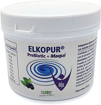 Elkopur® PreBiotic+ Maqui - integratore alimentare di Inulina polvere da cicoria con Maqui estratto, 220 grammi