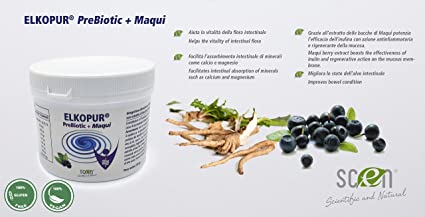 Elkopur PreBiotic + Maqui - food supplement of Inulin powder from chicory with Maqui extract, 220 grams 
