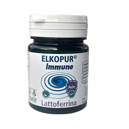 Elkopur® Immune Lattoferrina pura, capsule da 500 mg. contenenti 200 mg. di Lattoferrina titolata 95%. NON utilizza caglio animale - vegetarian ok | Rinforza il sistema immunitario | Antiossidante (1)